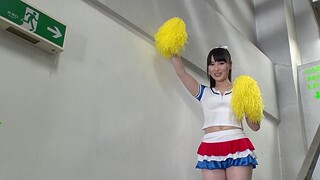 AJapanese cheerleader strips down and sucks a delicious cock